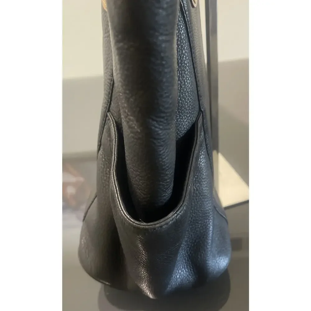 MICHAEL KORS Jet Set Black Pebbled Leather Tote Large Shoulder Handbag
